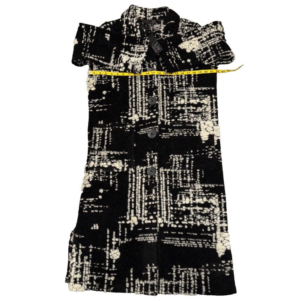 NEW Liv by Habitat Off The Grid Retro Coat Size S Black White Button Up Long - Picture 6 of 9